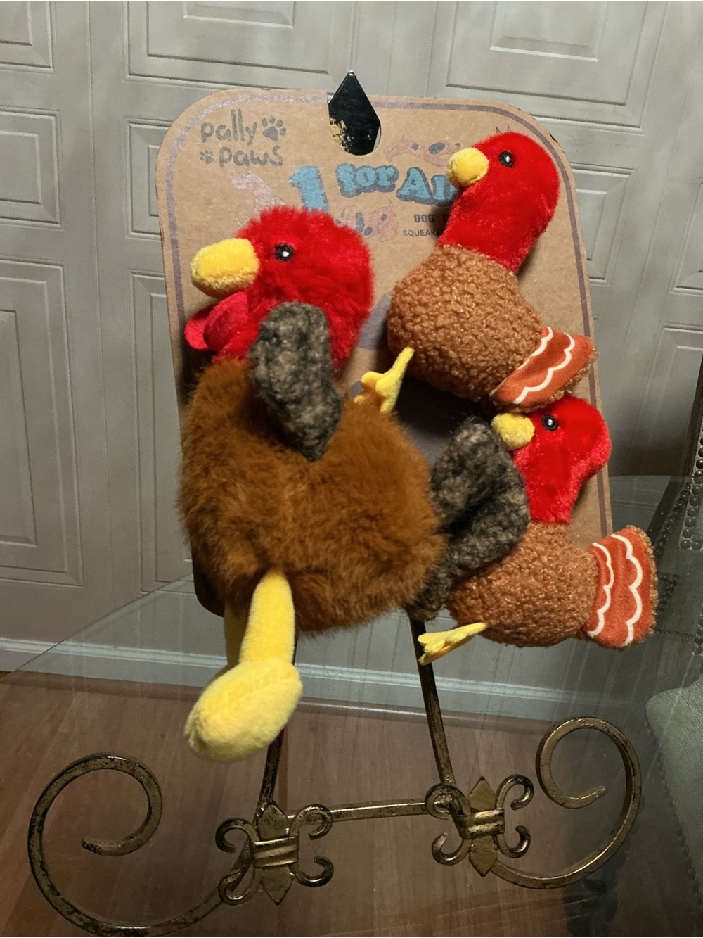 Pally Paws Set of 3 Very Solf Turkey 🦃 Dog Toy Clinker &/Squeaker New